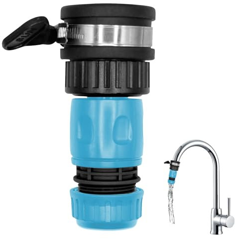 Universal Rubber Tap Connector with Hose Adapter,12-16mm Indoor and Outdoor-Includes Free Hozelock Compatible Female Connector for Outer Diameter Hose Connection (12-16mm)