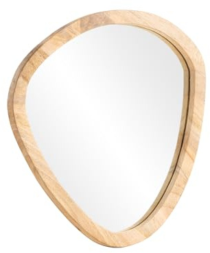 Woodkings Spiegel Barani, ovaler Holzspiegel 50cm, Wandspiegel im Landhausstil für Bad, Flur, Schlafzimmer