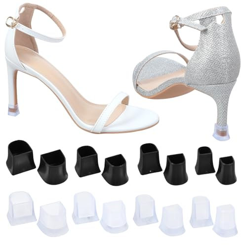 COMNICO 8 Pairs High Heel Protectors Heel Caps Shoes Replacement Tips Pin Non-Slip Anti-Noise Stiletto Heel Stoppers Covers Silent for Repairing Shoes Grass Wedding Gravel Wetlands Outdoor Events
