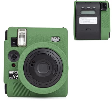 HIYQIN Camera Case Compatible with Fujifilm Instax Mini 99 Instant Camera, Silicone Cover for Instax Mini 99, Protective Case with Bold Vivid Color - Bold Green