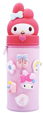 Ruayia Federmäppchen mädchen Reißverschluss, Standmäppchen Federtasche Mädchen Silikon Weiche, Kawaii Tischstifthalter Schulmäppchen Schüttelpenal - Rosa