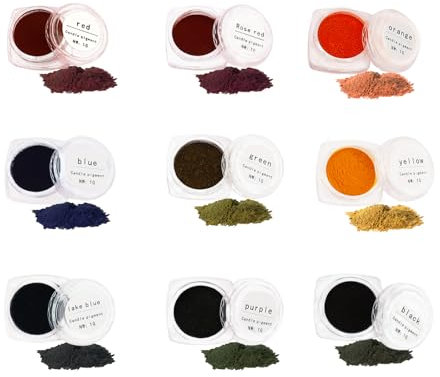 Ovaletta Kerzenfarbe, 9 Farben, Kerze Farbe, Kerzenfarbpulver im Glas, Kerzenfarben zum Kerzen Gießen, Kerzenwachs Farbe, Kerzenwachs Farbe