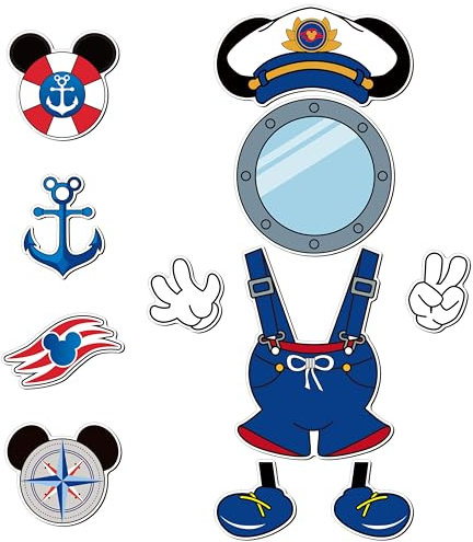 BOpusail 11Pcs Captain Boy Mouse Cruise Door Magnets Birthday Cruises Door Decor Summer Life Preserver Ring Refrigerator Magnet Waterproof Magnetic Sticker for Holiday Carnival Cabin Collectible Decor