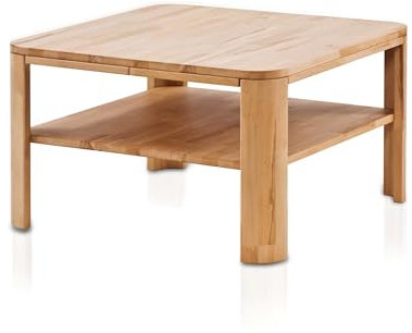 WOODLIVE DESIGN BY NATURE Massivholz Couchtisch Merlin quadratisch aus Kernbuche, geölter Wohnzimmer-Tisch, 75 x 75 cm