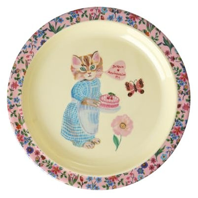 Rice Melamin Kinderteller Teller - pink - Nathalie Lété Print