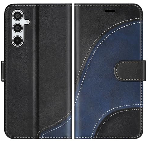 BoxTii Cover per Samsung Galaxy A55 5G, Custodia in PU Pelle Portafoglio, Magnetica Flip Cover a Libro con Slot per Schede per Galaxy A55 5G, Nero