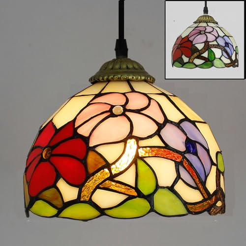 Mengjay Tiffany Pendelleuchte Deko Leuchte Vintage Glas Hängelampe Höheverstellbar Esstisch Esszimmer Küchenlampen Lampen Retro Pendellampe Wohnzimmerlampe Hängeleuchte Schlafzimmer Keller Loft Cafe