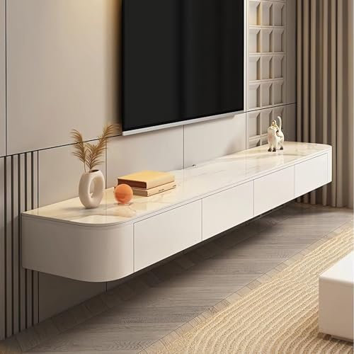 YINXSLO Moderner schwebender TV-Schrank Tv Cabinet for Living Room mit Schublade zur Aufbewahrung Holz Tv Lowboard Hängend Geeignet für Wohnzimmer oder Schlafzimmer(Schiefer Weiß,240cm)