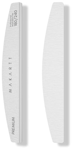 Makartt Lima per unghie, grana 180/240, 2 lime per unghie bifacciali, per la preparazione e la lucidatura delle unghie naturali, kit manicure riutilizzabile per salone e uso fai da te