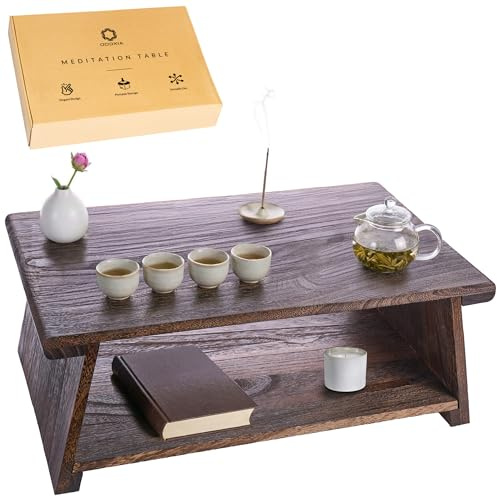 ODOXIA Bodentisch für Tea Rituals | Altartisch | japanischer Bodentisch Chabudai Stil | Niedriger Tisch fürs Sitzen am Boden | Meditationstisch | Stabil & Klappbar