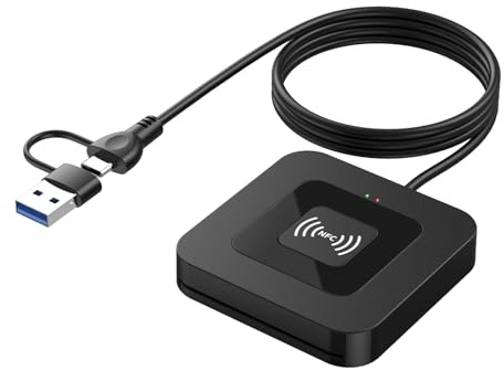 CAC NFC Smart Card Reader Militär, Dual Interface USB DOD Military ID/IC Kartenleser mit kontaktlosem NFC Tap-to-Read USB C Adapter Kompatibel mit Windows, Linux, MacOS