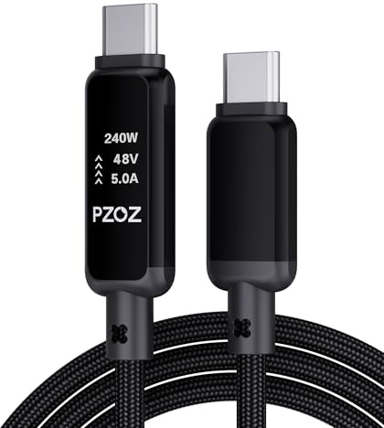 PZOZ 240W USB C to USB C Cable Type C Charge Cable, 1.2M | Dot-matrix Display, PD 3.1, Type C to Type C, Fast Charging, Compatible with iPhone Air/17/16 iPad Samsung MacBook