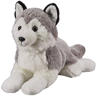 Bauer Spielwaren Deine Tiere mit Herz Husky liegend: Kleines Kuscheltier zum Kuscheln und Liebhaben, Ideal als Geschenk, 25 cm, grau-weiß (12513)