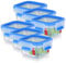 EMSA 508535 Clip & Close Aufbewahrungs-Dose, quadratisch, 200 ml, transparent/blau (6er Pack)