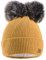 MFAZ Morefaz Ltd Damen Winter Beanie Strickmütze Mütze Doppelt Bommel Pom Pom Wurm SKI Mütze (Mustard)