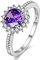 Uloveido platiniert Sonnenblume Design Ring mit großen runden Zirkonia Stein Birthstone Ringe für Frauen Y3522 (lila, Größe 52)