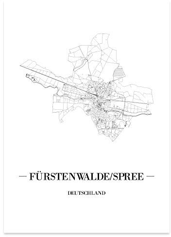 JUNIWORDS Stadtposter - Wähle Deine Stadt - Fürstenwalde/Spree - 30 x 40 cm Poster - Schrift A - Weiß