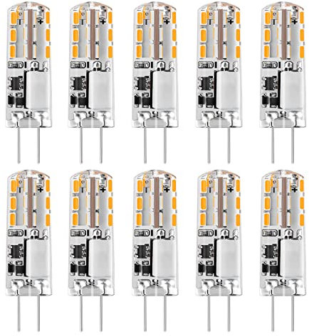 I-SHUNFA G4 LED Lampen Warmweiss 3000K 1.24W Birnen Ersetzt 15W Halogenlampen, 12V AC/DC LED Leuchtmittel, 120LM Kein Flackern Nicht Dimmbar Stiftsockellampe G4 Glühbirnen (10er Pack )
