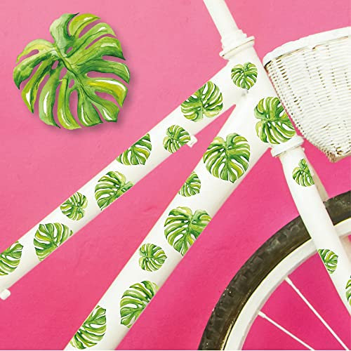 Wandtattoo Loft Fahrradaufkleber Monstera Blätter Farbig Fahrrad Sticker Fahrraddesign Kinderfahrrad, blumig