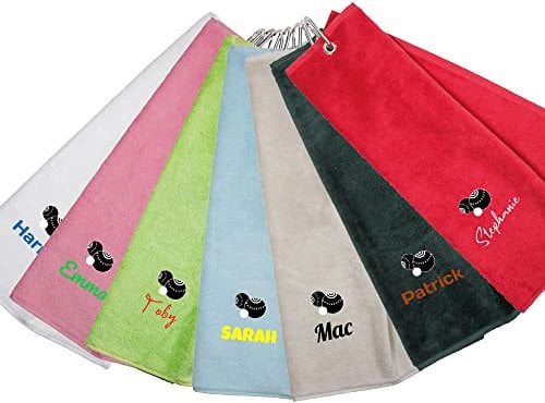 Always Looking Good Personalised Embroidered Lawn Bowls Towel with Name Tri Fold Luxury Velour 50cm x 40cm Custom Bowling Towel with Carabiner Cip (Red)