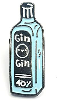 Gin Bottle Blue Metal Enamel Pin Badge