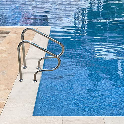 32 x 32 Schwimmbecken-Handlauf Für Eingelassene Pools, 2 Stück Edelstahl-Schwimmbeckengeländer Für Eingelassene Oder Stufen Mit Allem Zubehör Für Den Privaten Gebrauch