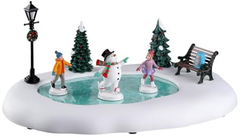 Lemax-24951 Pattinaggio su Ghiaccio Vail Village Accessory: Frosty Goes Ice Skating, Multicolore, 24951
