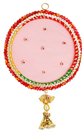 Aditri Creation Indian Traditional Netted Round Fabric Door Wall Hanging for Decoration for Home Wall Temple Bedroom Kids Room Home Décor, Gifting(Size :- 8 Approx)