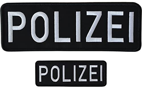 GYGYL 2 Pack Black POLIZEI Patch with Hook and Loop, for Police Vest Jacket Back Panel (1Pcs Small and 1Pcs Large)