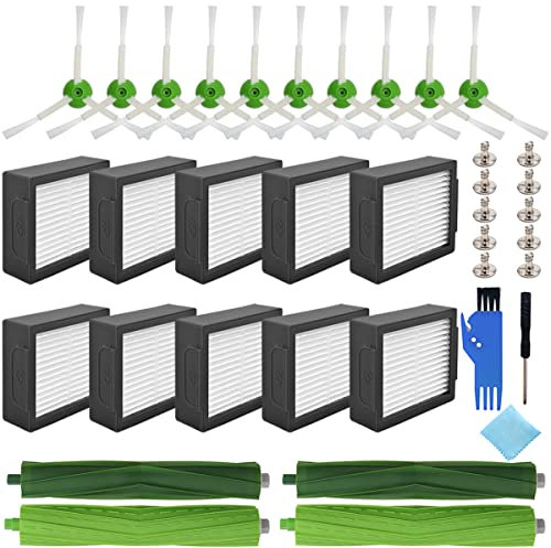 QAQGEAR Kit di Accessori di Ricambio per iRobot Roomba i7 i7+ i3+ i3 i1 i4+ i4 j7 j7+/Plus i6 i6+ i8 i8+ E5 E6 Robot aspirapolvere, spazzole a Rullo, filtri HEPA, spazzole Laterali/Bordi/Spazzola