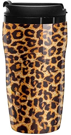 Animal Leopard Print Coffee Mug with Lid Travel Cup Tea Tumbler Gift for Women Men 250ml