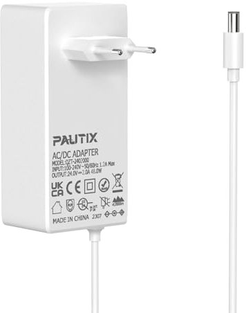 PAUTIX LED Streifen EU Stecker DC24V 2A Netzteil für LED Streifen, AC100-240 Netzadapter LED Treiber, Weiß 48W Maximal Stecker Netzteil