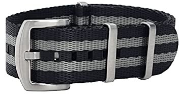 masar 20mm Premium NATO Schwarz/Grau – Black Gray James Bond - Brushed Steel Buckle - Watch Straps, Bands – Uhrenarmband Ambandd, Uhren, Uhr Men’s 20 mm