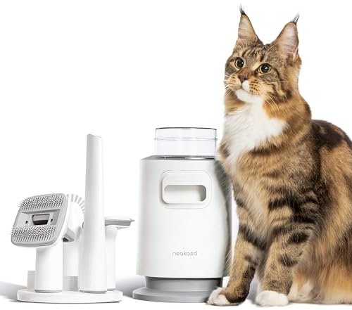 Neakasa P0 Lite Aspirateur Poil de Chat Professionnel, 48dB Ultra Silencieuse, Kit Brosse de Toilettage Aspirateur pour Chat Poil Long Court, avec 2 Outils de Nettoyage (Blanc)