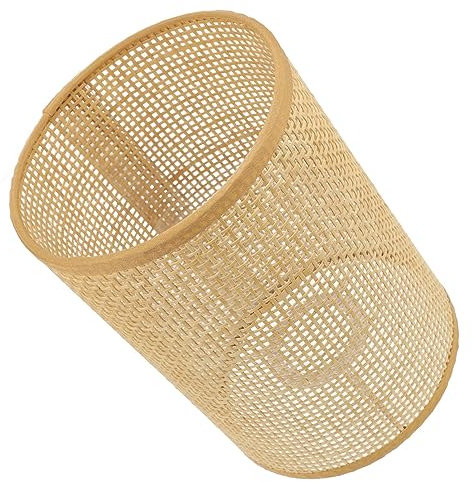 SOLUSTRE Abat-Jour En Rotin Vintage E27 Suspendu Tissé Tambour Pour Lampe Cottage Chambre Chevet Lecture Salon