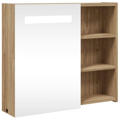 vidaXL Spiegelschrank mit LED-Beleuchtung Eichenoptik 60x13x52 cm