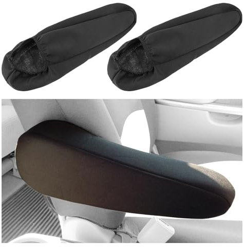 WLLHYF Auto-Armlehnenbezug Elastisches Flaches Stoffgewebe Universelle Passform Autositz-Armlehnen-Schonbezug-Schutz für LKW, SUV, Transporter, ein Paar (Schwarz)