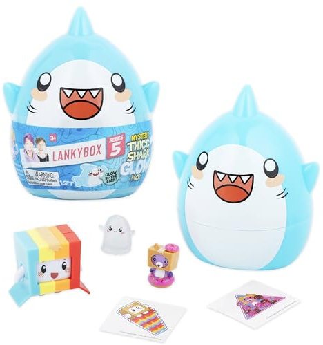 LankyBox Mystery Thicc Shark Glow Pack Mystery Thicc Shark Glow Pack mit 5 spannenden Spielzeugen zum Entdecken im Inneren, offizielles Lizenzprodukt