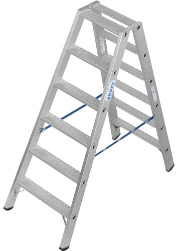 KRAUSE | Alu-Stufenstehleiter | mit R13-Rutschhemmung | beidseitig begehbar | 2x6 Stufen