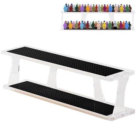 Tapeera Acrylic Display Case for Minifigures and Mini Block Sets (Black Base), Holds Up to 72 Pieces - Organizer Shelf