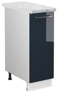 Vicco Apothekerschrank Fame-Line, Dunkelblau Hochglanz, 30 cm, AP Marmor, zur Kombination mit weiteren Modulen der Fame-Line Serie