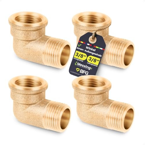 BFG Winkel 3/8 Zoll (Ø 15mm) IG/AG - 4 Stück Winkel aus Messing mit 3/8 Innengewinde und Außengewinde fur Trinkwasser
