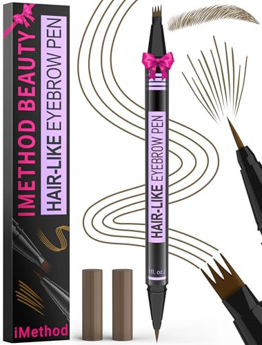 iMethod Eyebrow Pen - Eyebrow Pencil Magic 2-in-1 Eye Brow Pencils for Women with 4-Fork-Tip and Precise Brush-Tip Create Natural Hair-Like Brows, Last All Day, Microblading Eyebrow Pen, Brown