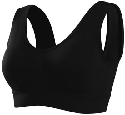 Memoryee Sport BH Damen Große Brüste Starker Halt Push Up Ohne Bügel 1er Pack Set Gepolstert Joggen Yoga Laufen Reiten Bra Crop Top Schwarz XXL