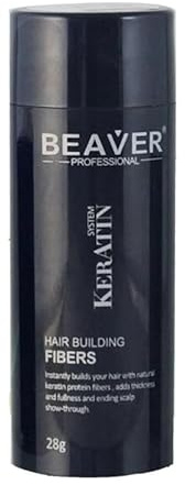 Beaver Hair Building Fibers – Instantly Conceal Thinning Hair & Bald Spots – Natural Keratin Hair Thickening Powder for Men & Women – Wind, Water & Sweat Resistant (Dark Brown, 28g)