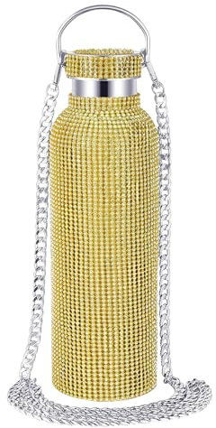 Glitzernde Strass-Wasserflasche, 750 ml, isolierter Edelstahl mit glamourösem Edelstein-Design, ideal für die tägliche Flüssigkeitszufuhr