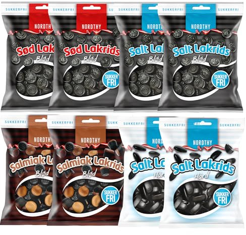 Nordthy Zuckerfreie Lakritz Mix 560g – Original dänische Lakritz-Spezialitäten ohne Zucker – Kalorienarme Süßigkeiten mit Lakritze, Salzlakritz & Salmiak