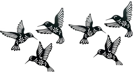 Bosiyrggrl Metal Hummingbird Outdoor Wall Decoration, Six Hummingbird, Iron Craft Decoration, Wall Hangings