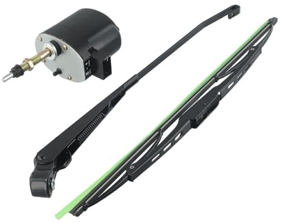 Helilyco 12V Wischermotor mit 105° Wischerblatt Traktor Boot für Wohnmobil für 400mm Wischer schwarz
