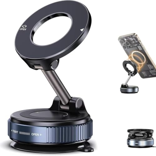 Supporto Telefono Auto per MagSafe [Ventosa Potente] 360° Rotazione Ultra Stabile Porta cellulare Auto per Cruscotto & Parabrezza Supporto Magnetico per iPhone 17 16 15 Universale Smartphone